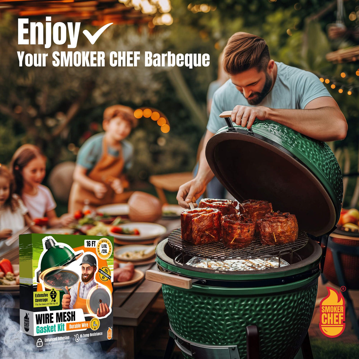 Smoker Chef universal compatibility gasket works with Big Green Egg accessories