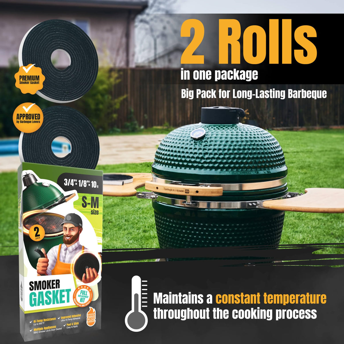 Smoker Chef universal S-M compatibility for Big Green Egg grills.