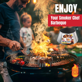Smoker Chef versatile cooking deflector demonstrates searing, slow cooking, smoking