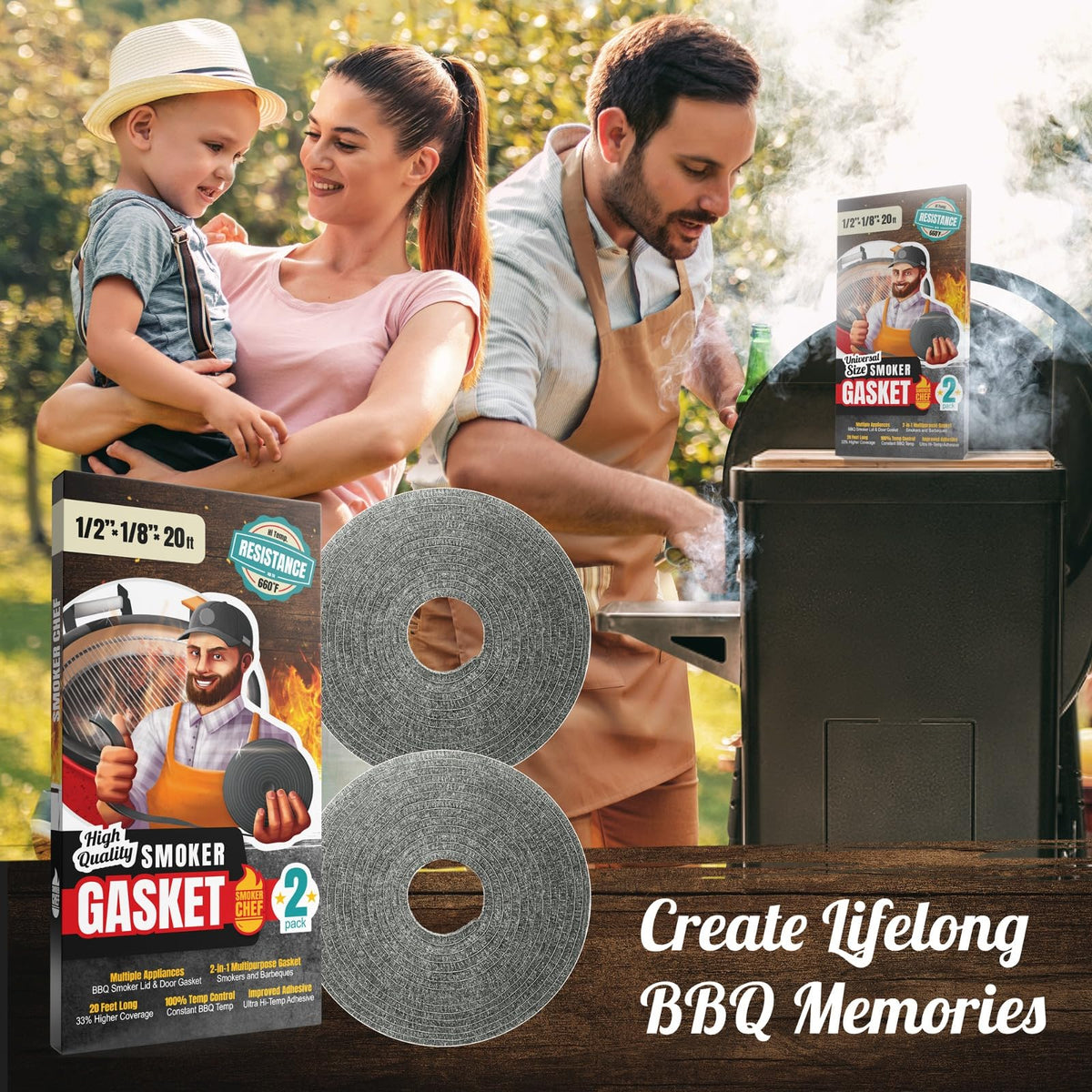 Smoker Chef gray seal compatible with Weber and other smokers; easy install