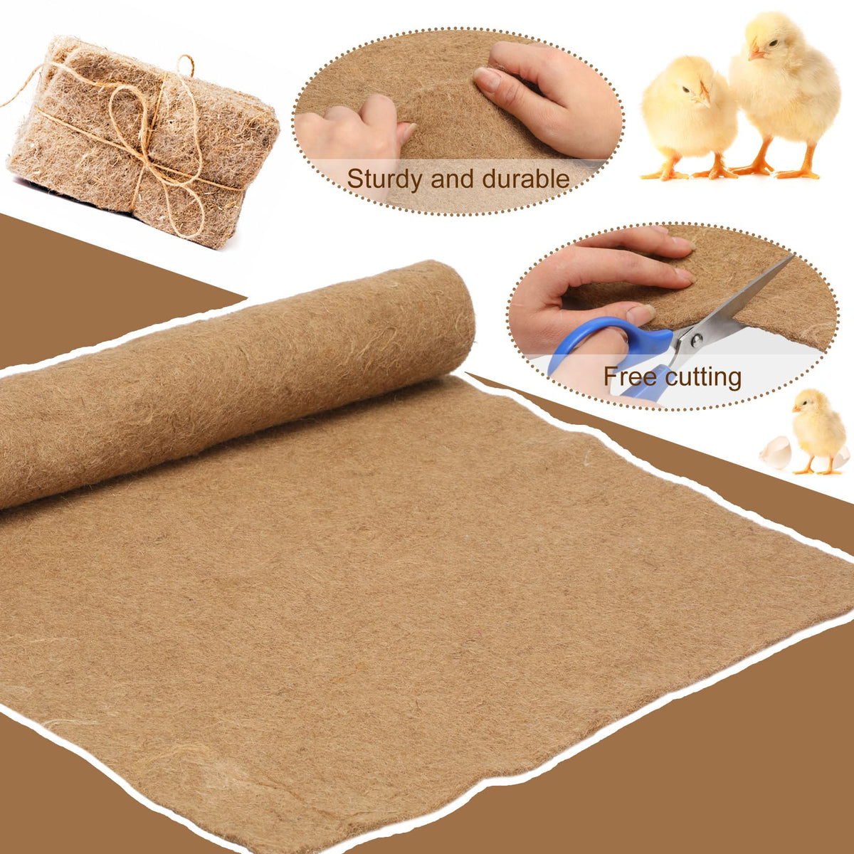 SmoothNovelty 45x22 inch nesting pads provide breathable, moisture-absorbing surface for growing chicks.