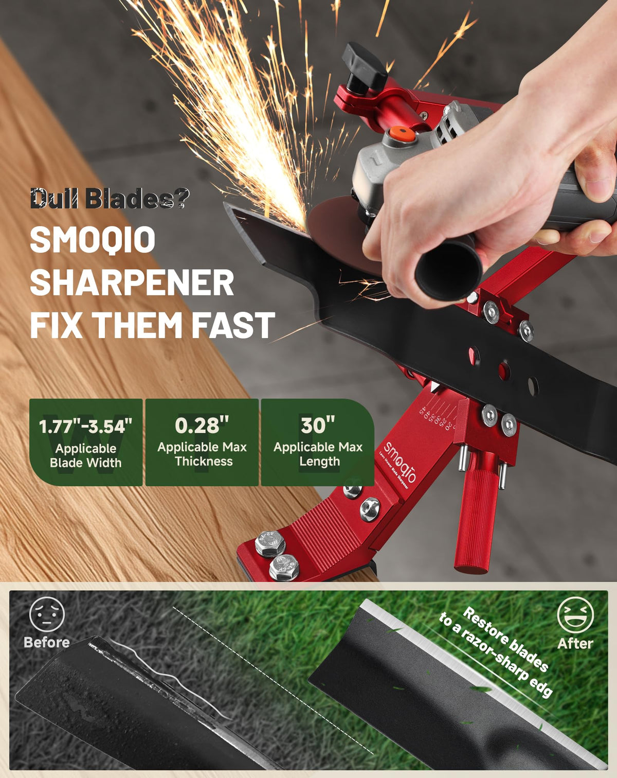SMOQIO blade sharpener angle guide set from 15° to 45° for precise sharpening