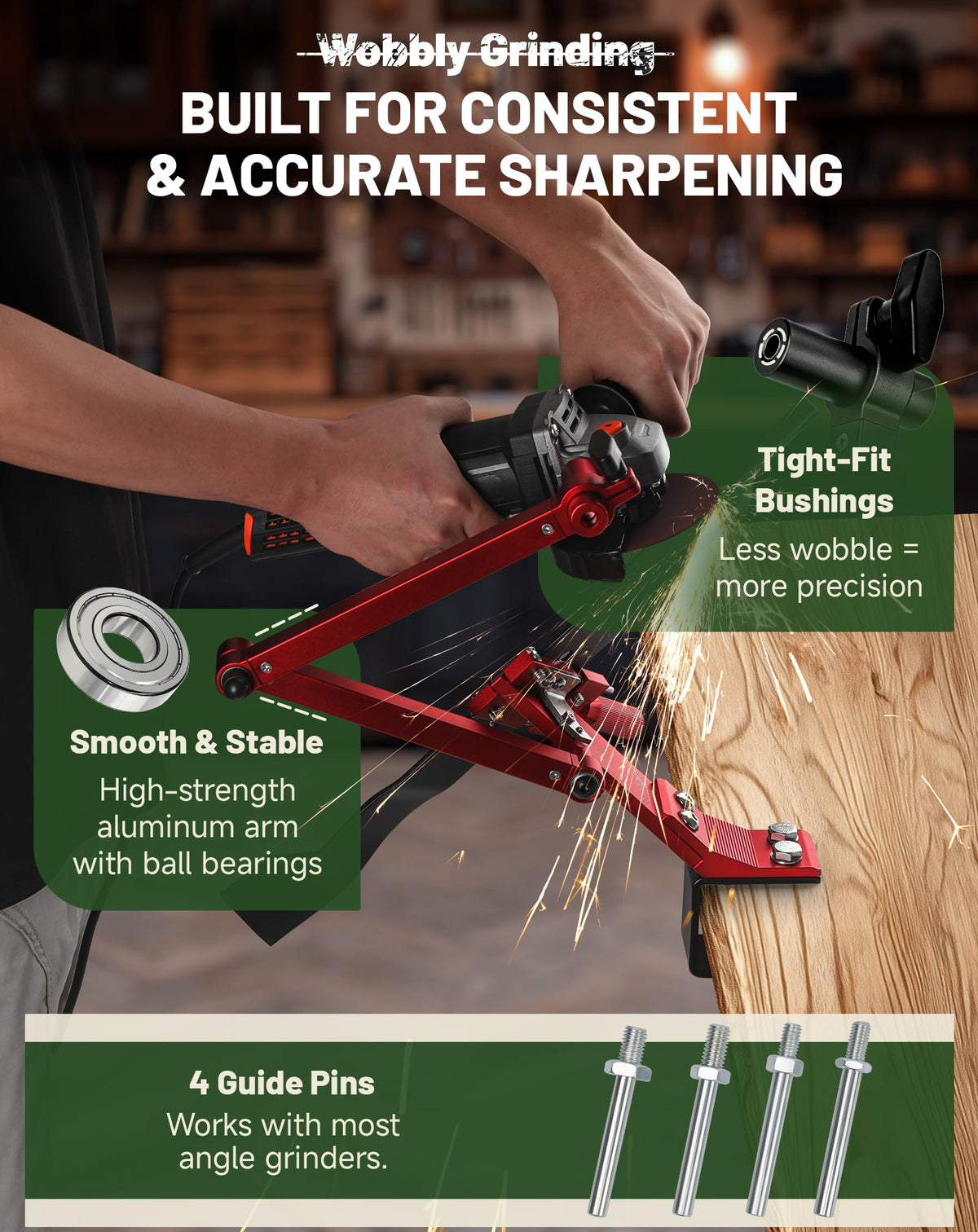SMOQIO blade sharpener mounted by clamp or bolt-down with included wrenches