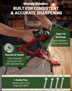 SMOQIO blade sharpener mounted by clamp or bolt-down with included wrenches