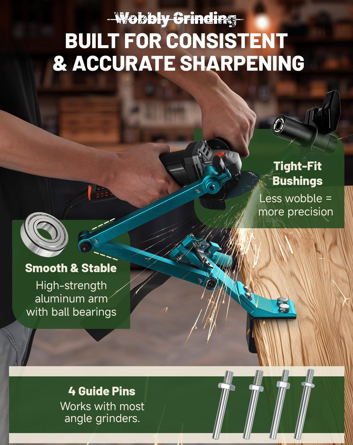 Two mounting options for SMOQIO sharpener: clamp or bolt down for secure setup.