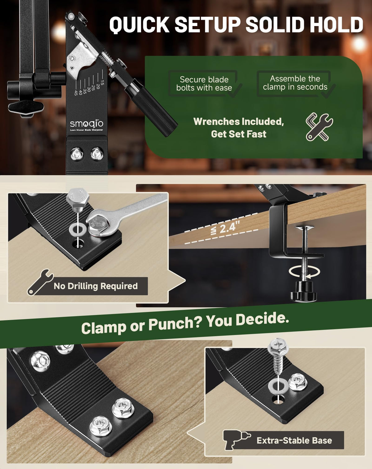 SMOQIO zinc alloy balancer checks blade balance after sharpening