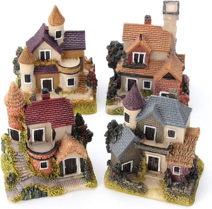 Smowfes enchanted fairy houses for outdoor fairy gardens, hand-painted resin cottages.