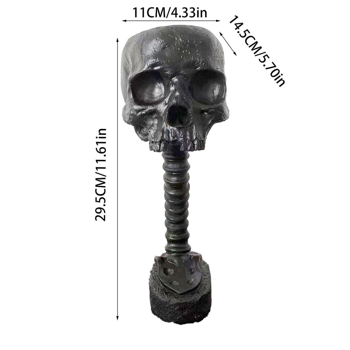 Smowfes Gothic Skull Planter side view, dramatic accent on shelf