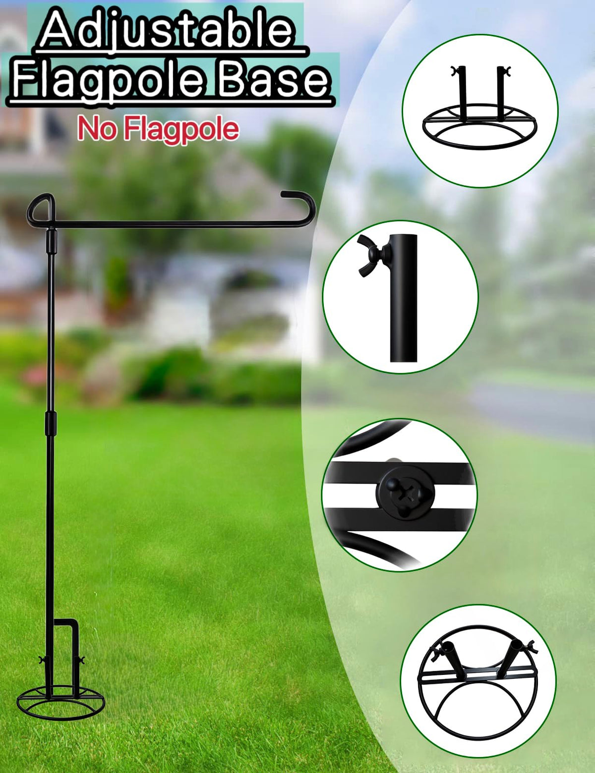 SMQLJXC 2026 adjustable width flag stand base bracket assembly; easy setup.