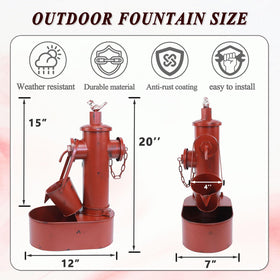 SMQLJXC fire hydrant bird bath on patio, red finish attracts birds