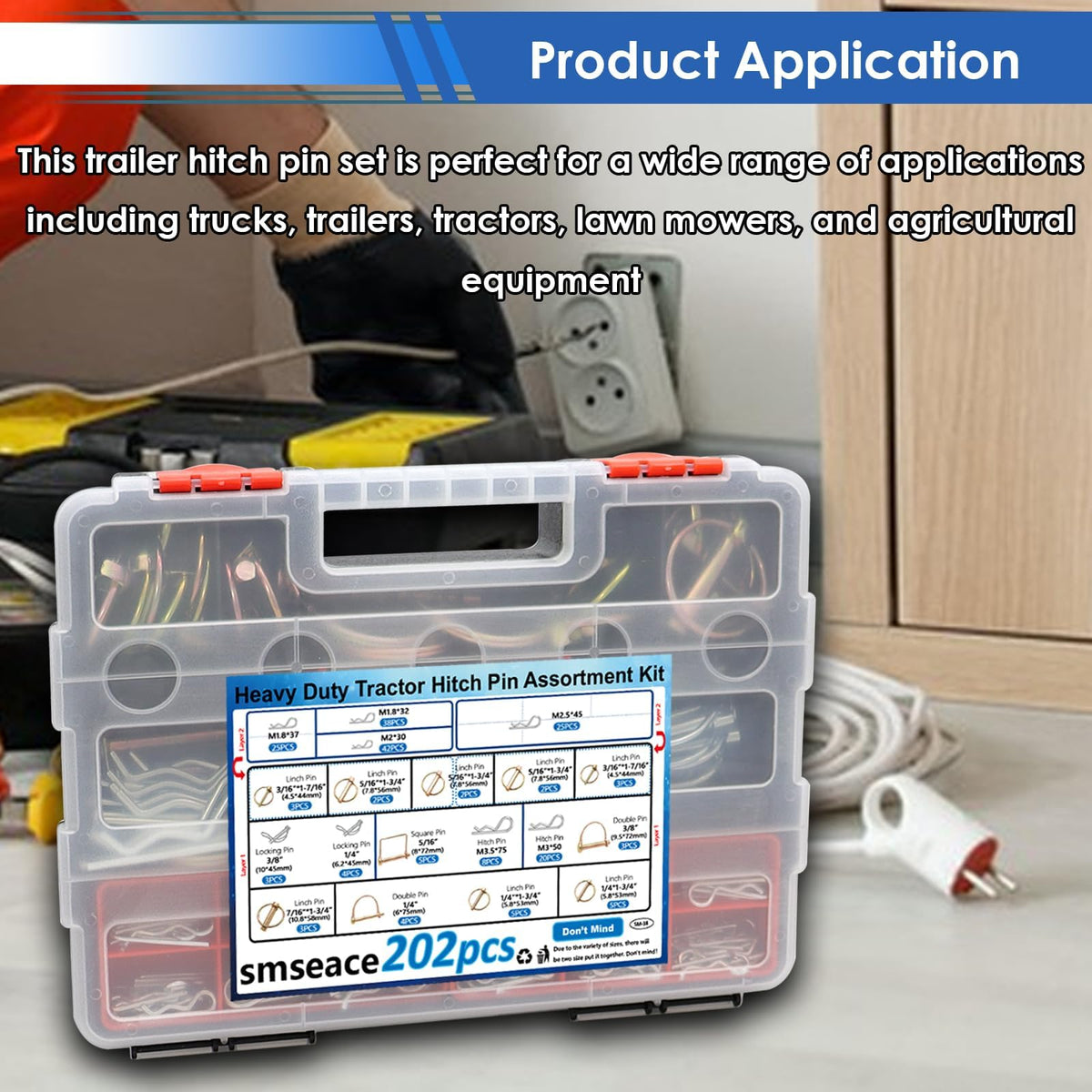 Smseace easy-install locking pins securely fit into hitch slots.