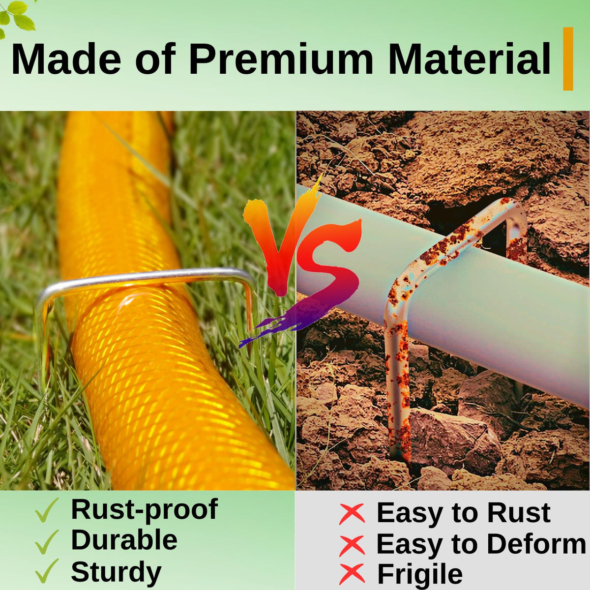 SMUJU 6-inch galvanized stakes ideal for tents, hoses, and irrigation lines.