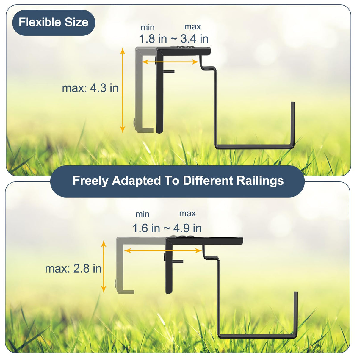 Smusei railing planter drainage holes with saucer reservoir for moisture control