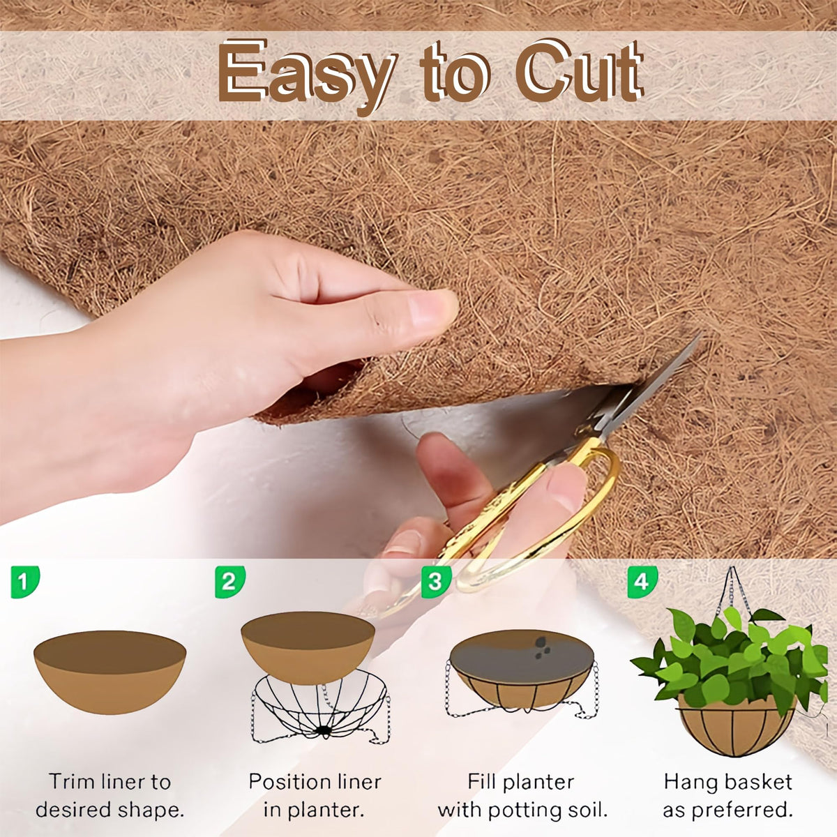 SMYAXUNW biodegradable coconut liner demonstrates sustainable durability in outdoor garden.