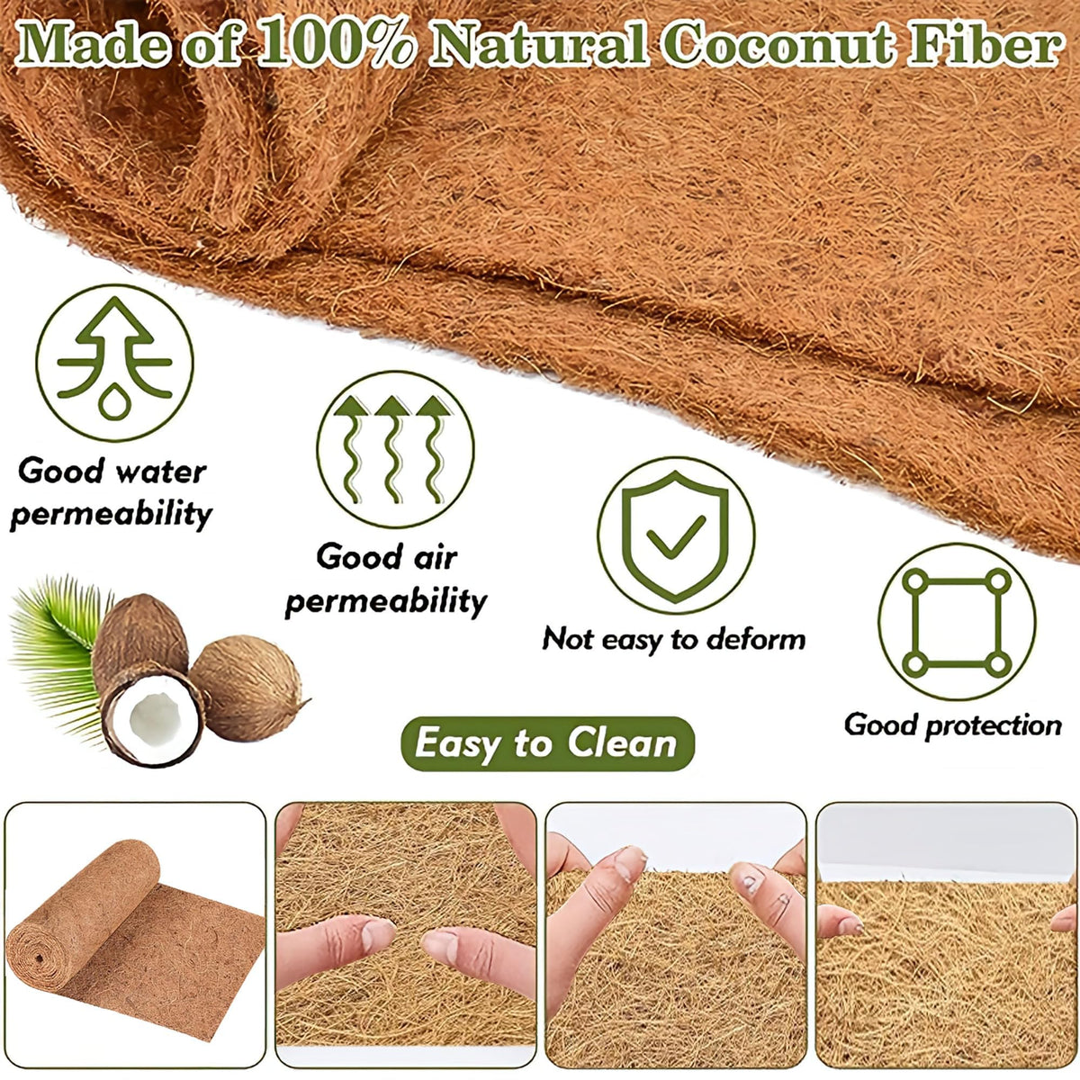 SMYAXUNW coconut coir close-up reveals natural fibers and soft, durable texture.