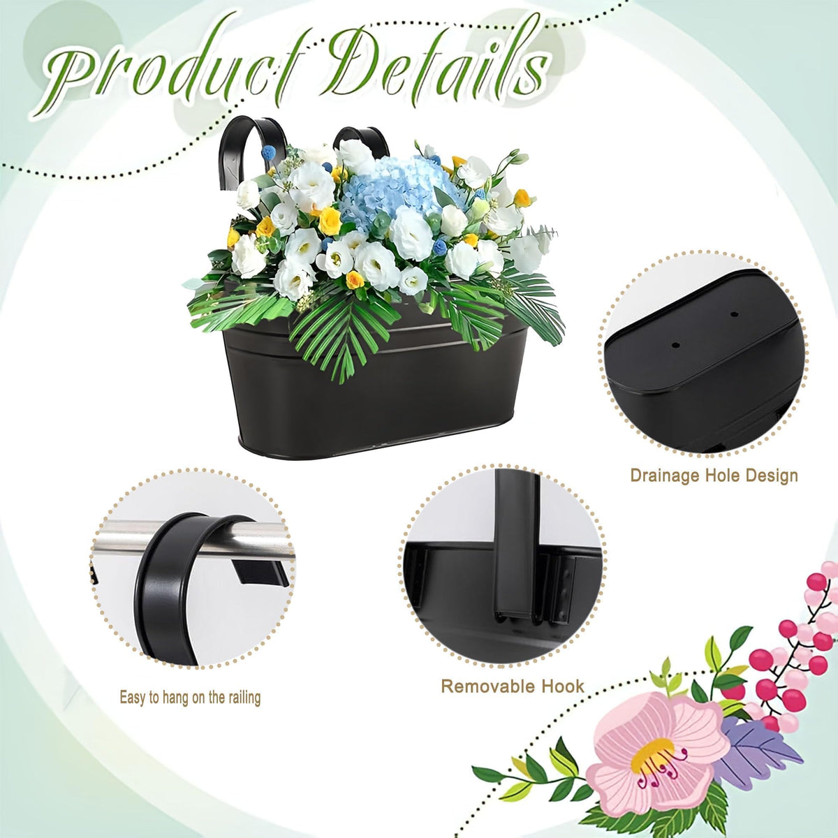 SMYAXUNW outdoor weather-resistant iron planter withstands outdoor use.