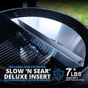 Integrated side table on SnS Grills for prep and storage