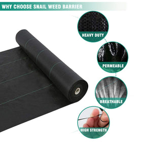 Snail landscape fabric 5oz permeable lets water through to nourish roots.