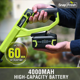 SnapFresh 20V cordless tiller fast charger included speeds up garden prep.