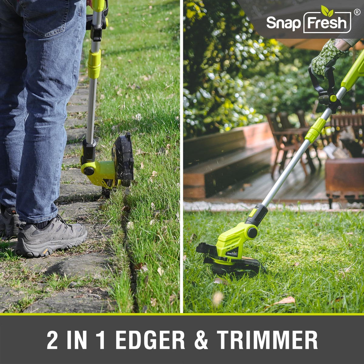 SnapFresh 30-minute runtime per charge for extended yard sessions