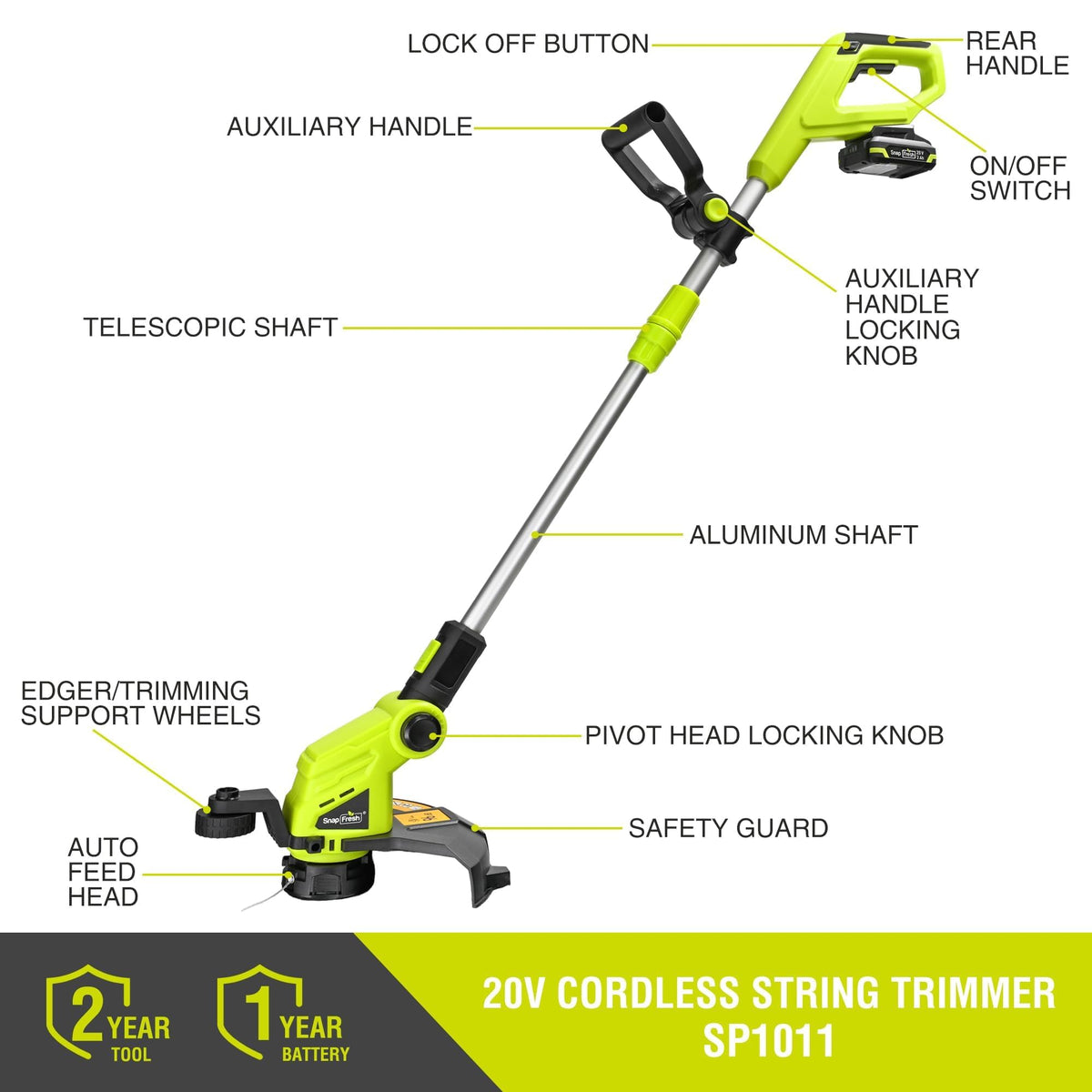 SnapFresh telescopic shaft from 38 to 51 inches for better posture
