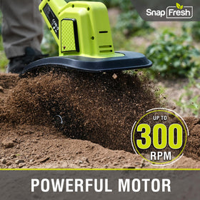 SnapFresh 4 manganese steel tines tackle tough soil efficiently.