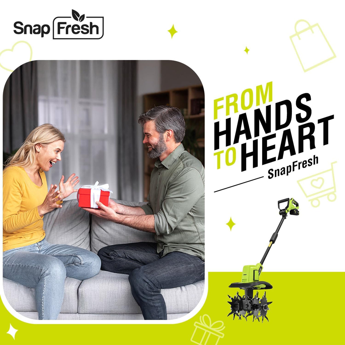 SnapFresh safety switch and trigger guard prevent accidental starts.