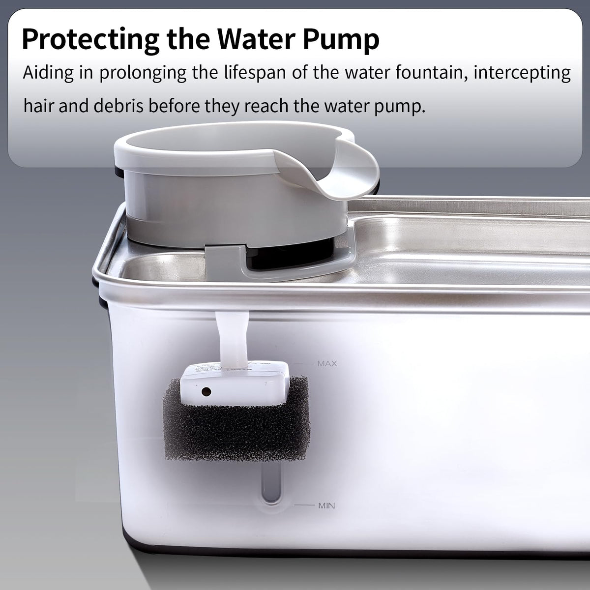 SNIFFNSLURP hair-debris interception foam filter keeps water fresh