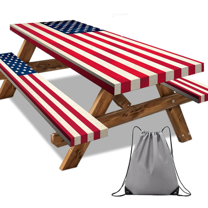 SNILOAW 6ft vintage American flag picnic table cover outdoors