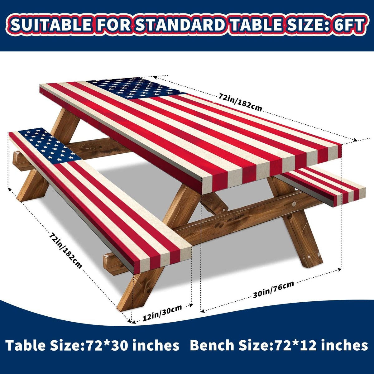 SNILOAW bench covers 72x12 adding patriotic seating protection