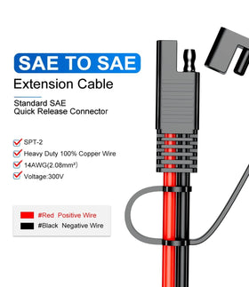 SNLLMZI SAE extension cable red and black wires clearly mark polarity for safe connections