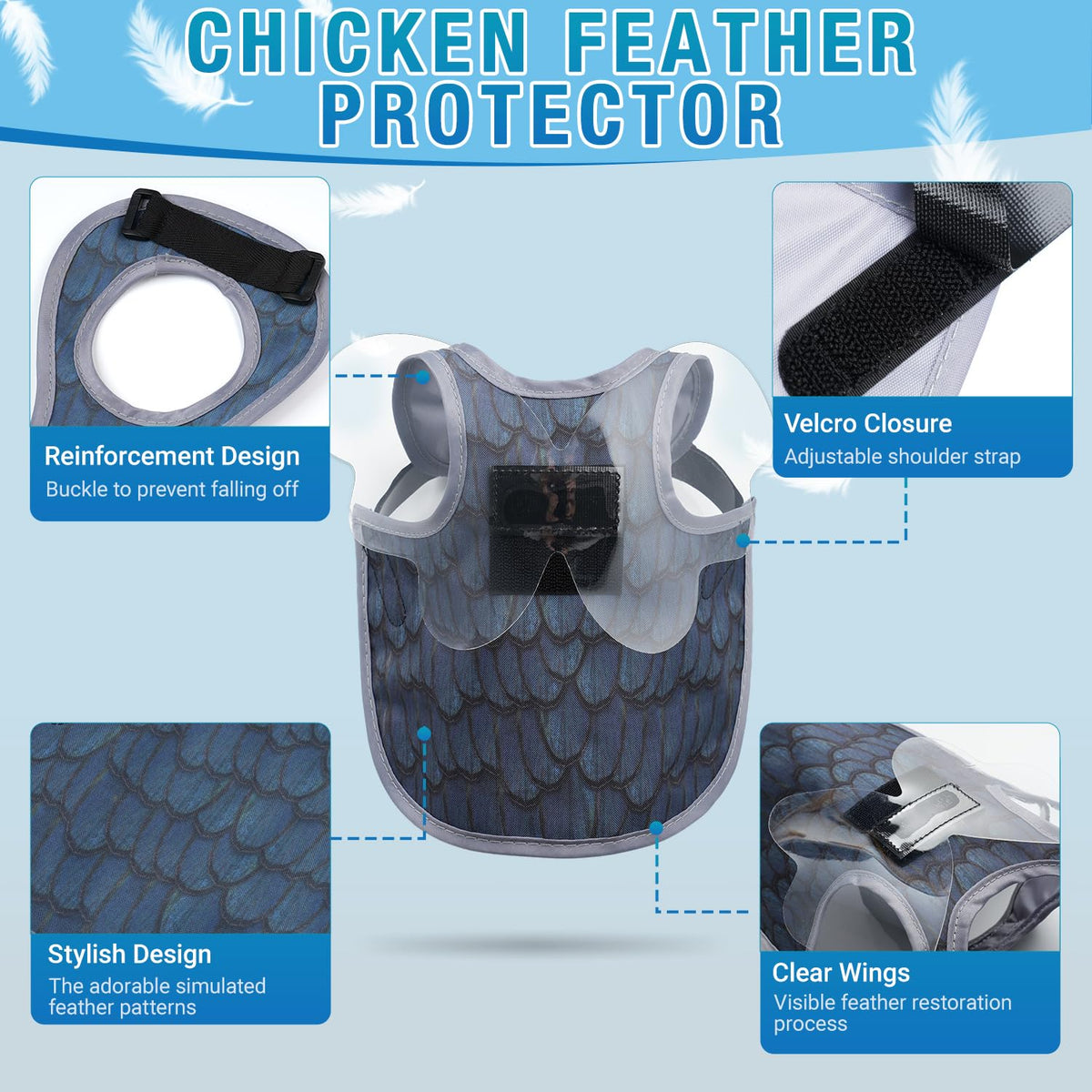SNMGK back protector enables observation of feather recovery without isolation.