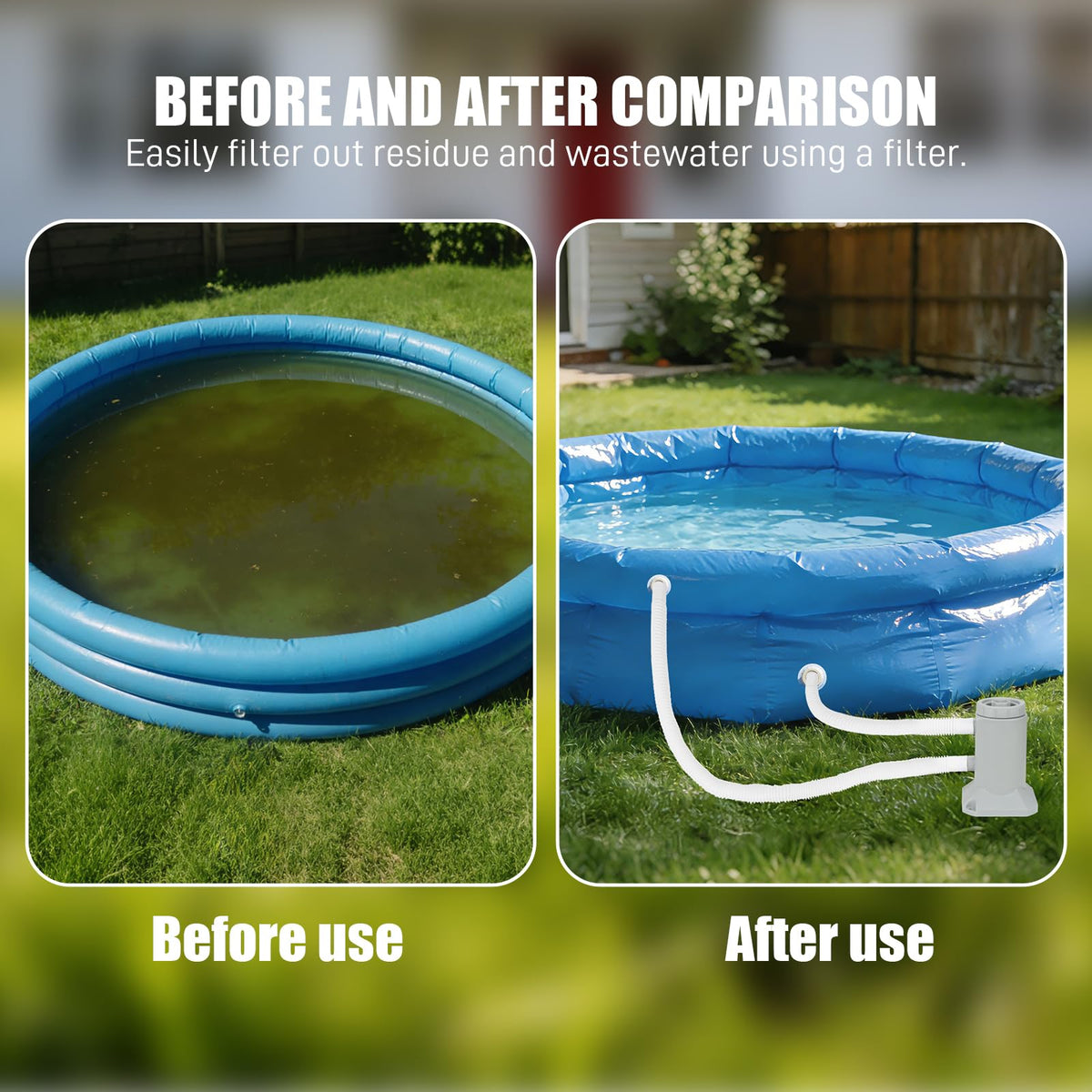 SNMUMU clear water after filtration highlights brighter pool water.