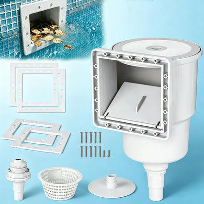 SNMUMU universal above-ground skimmer front view shows durable heavy-duty ABS construction for long-lasting use.