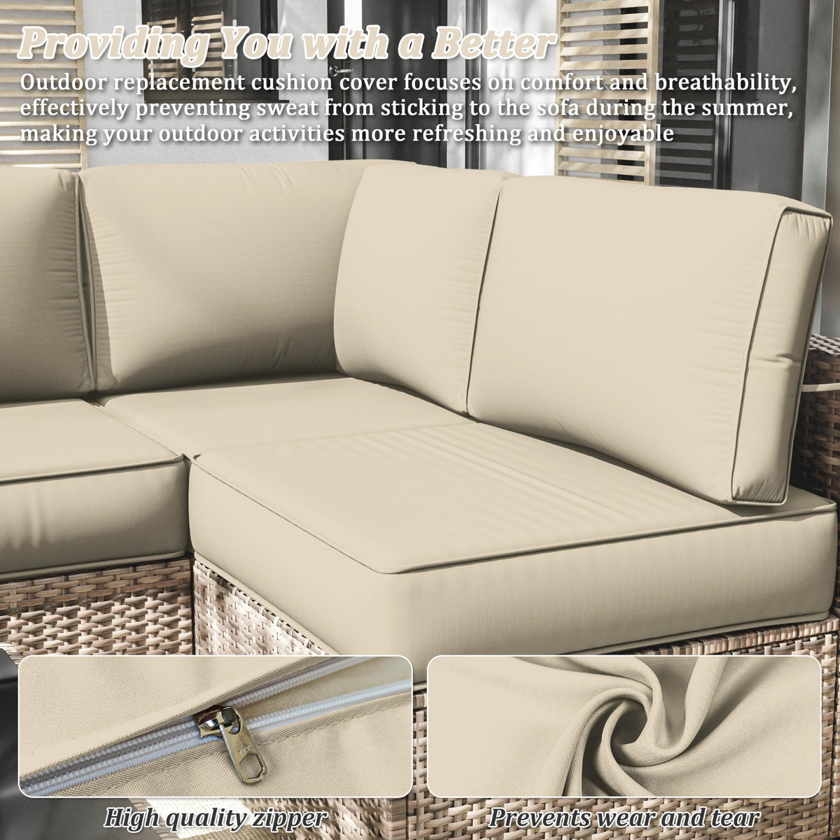 Snubbull zipper detail enhances durability for easy cushion insertion.