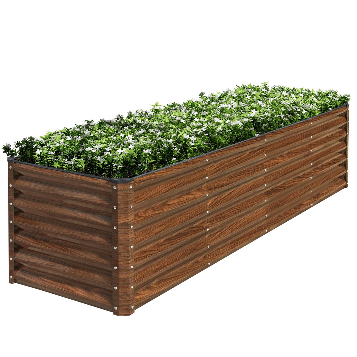 SnugNiture 8x2x2ft raised bed frame offers a spacious planting area for vegetables and flowers.