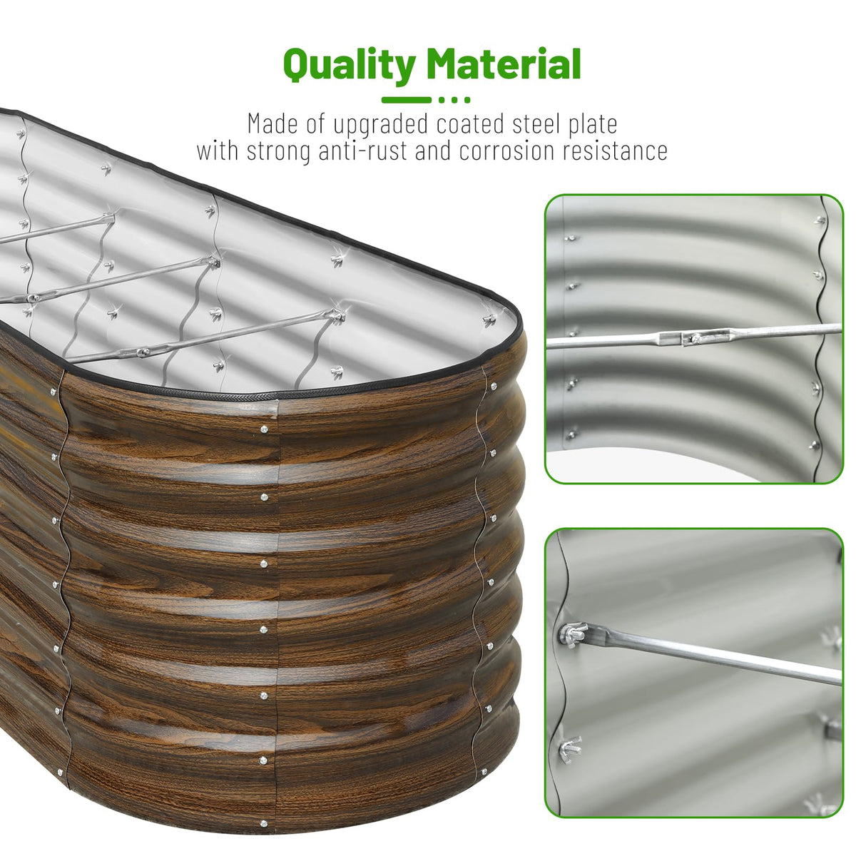 SnugNiture brown finish garden bed blends with outdoor spaces