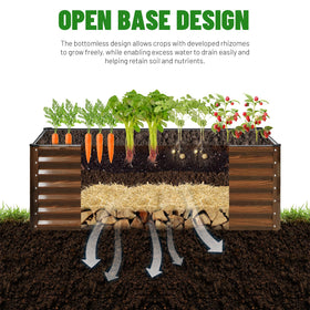 SnugNiture brown raised bed thriving with herbs and vegetables