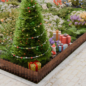 Brown, corrugated border enhances flower beds with a stylish, low-maintenance edge.