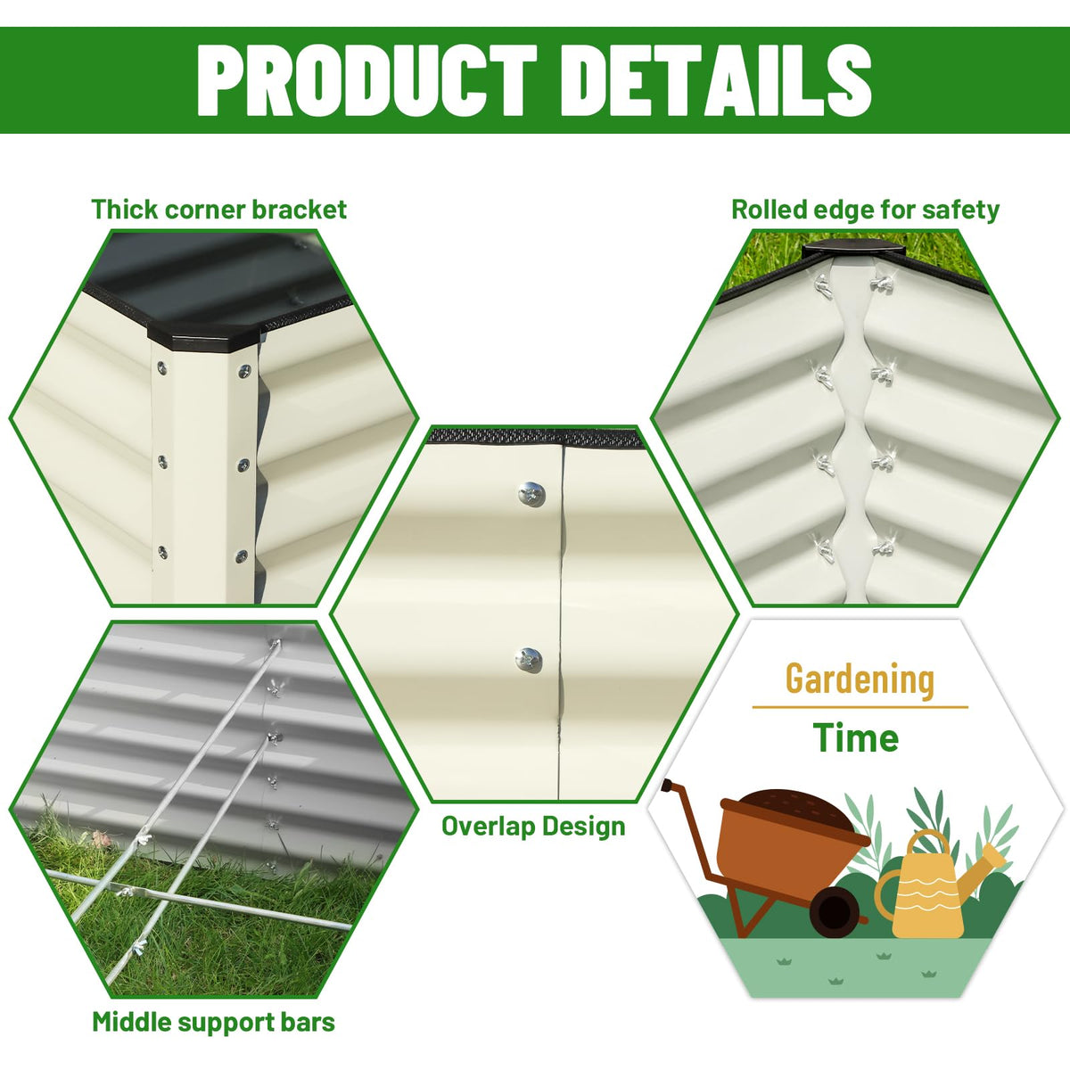 Rugged galvanized steel texture showing long-lasting garden bed construction