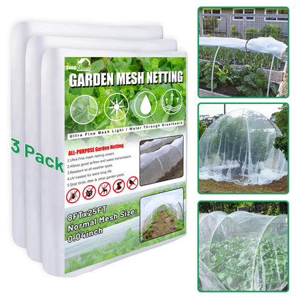 SnugNiture garden netting 8x24ft protects vegetables from birds and pests.