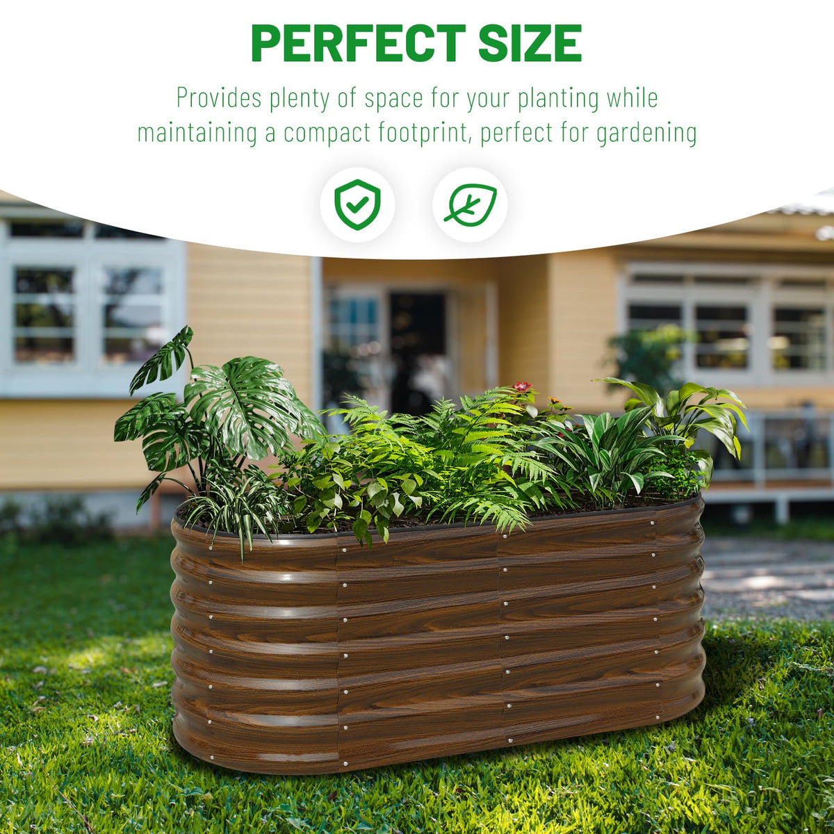 Outdoor SnugNiture garden bed on a patio, blending with modern exterior decor.