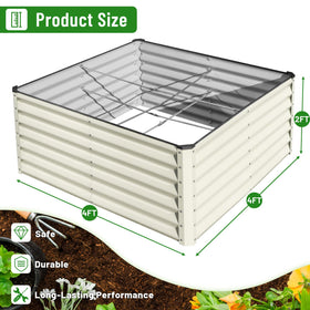 SnugNiture outdoor metal planter box in beige-white for durable year-round gardening