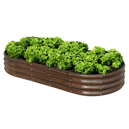 SnugNiture oval brown raised garden bed with ample space for versatile planting.