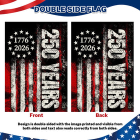 Snungee 250th Anniversary Flag 28x40 inches for standard garden flag poles.