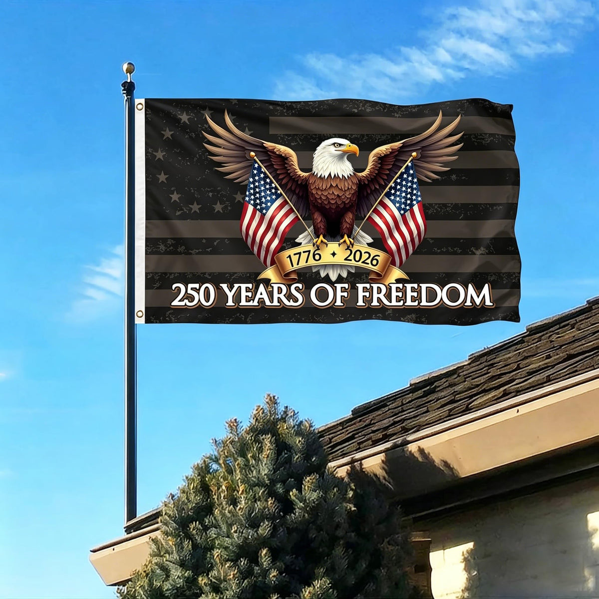 Snungee 250th Anniversary USA Flag double-sided 3-layer for vivid color on both sides.