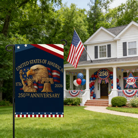Snungee double-sided print flag visible from both sides outdoors.