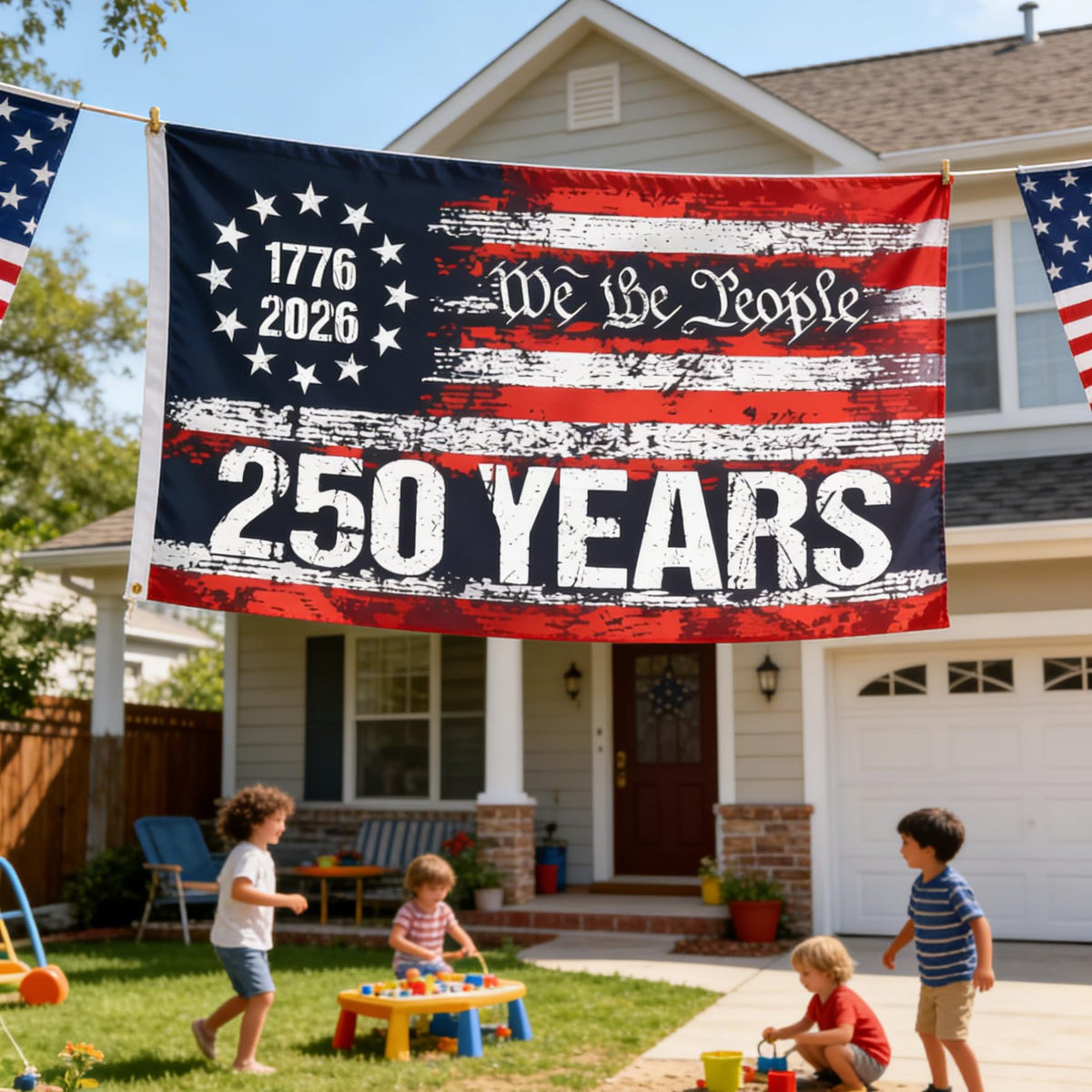 Snungee flag with brass grommets for easy mounting on standard poles.