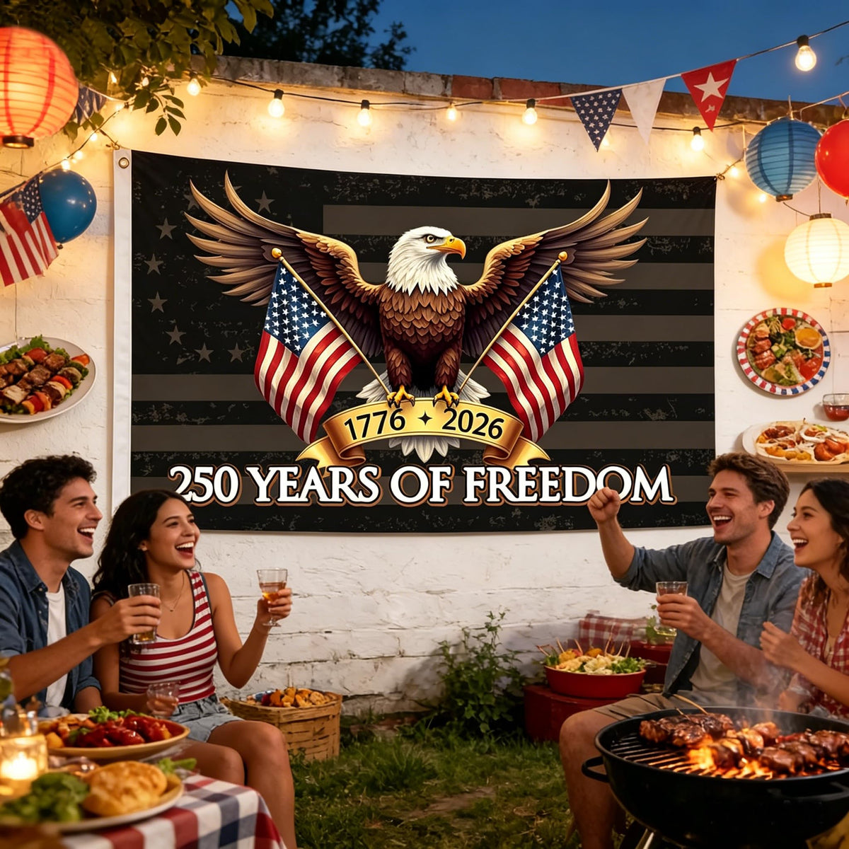 Snungee USA flag illustrated eagle and stripes elevates Fourth of July décor.