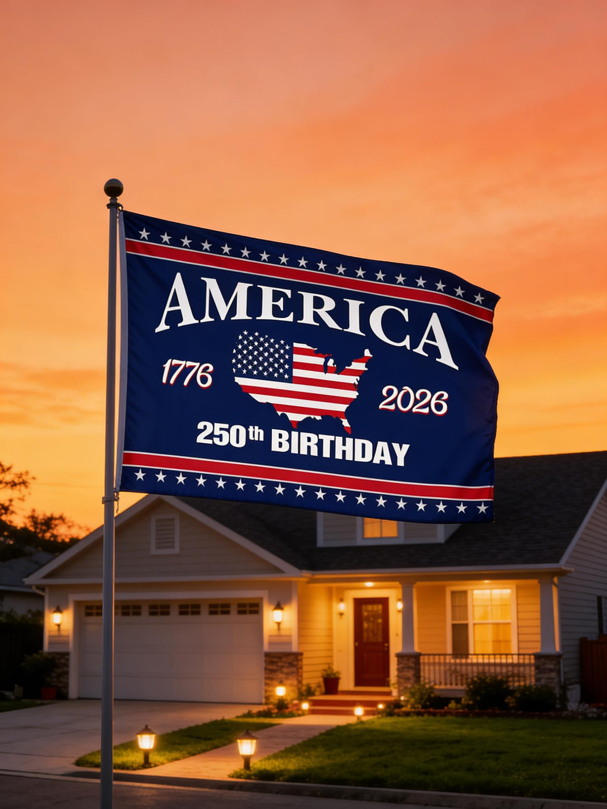 Snungee vibrant polyester USA flag withstands outdoor weather